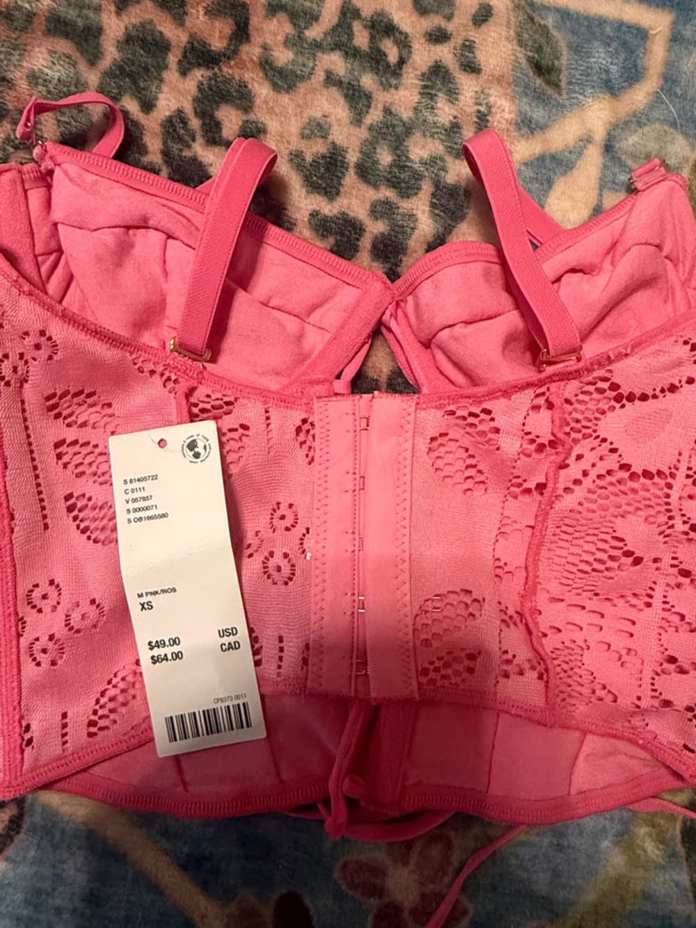 NWT Hot Pink Lace Corset Bralette Bustier- Women's Intimates - Picture 3 of 3